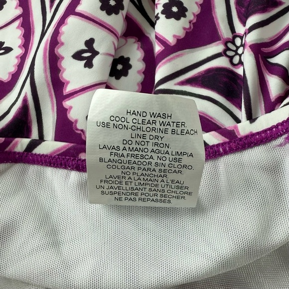 Swim Solutions Tankini Top Womens 8 Purple White Underwire Bust Support Floral - Picture 7 of 11